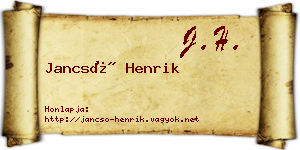 Jancsó Henrik névjegykártya